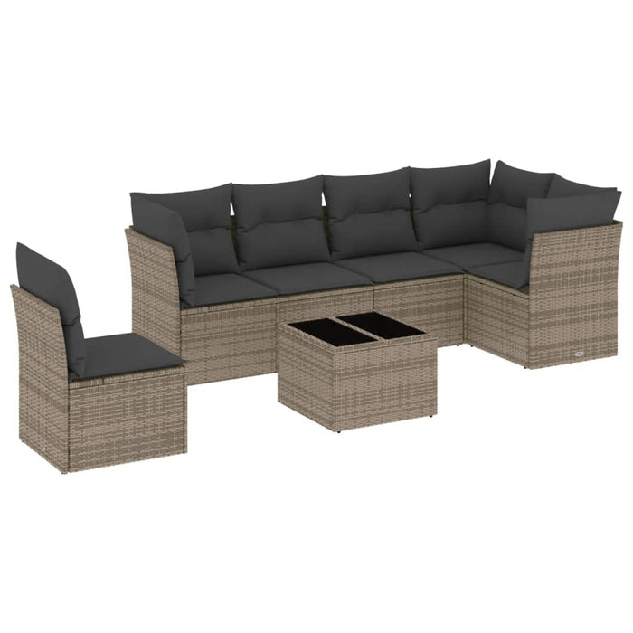 Set Divani da Giardino 7 pz con Cuscini Grigio in Polyrattan 3217710