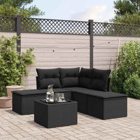 Set Divano da Giardino 6 pz con Cuscini-Sofa da Giardino-Divanetto da esterno Nero in Polyrattan 601096