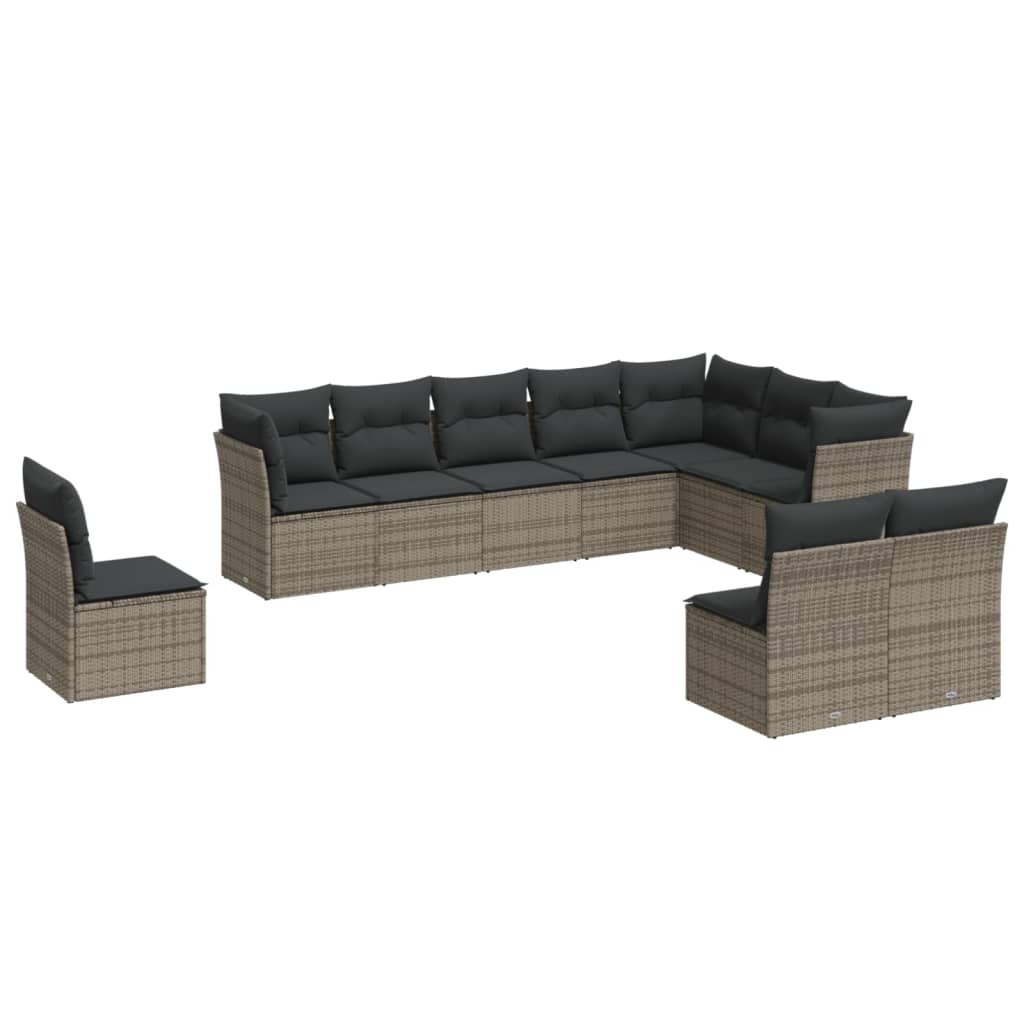 Set Divano da Giardino 10 pz con Cuscini Grigio in Polyrattancod mxl 111075