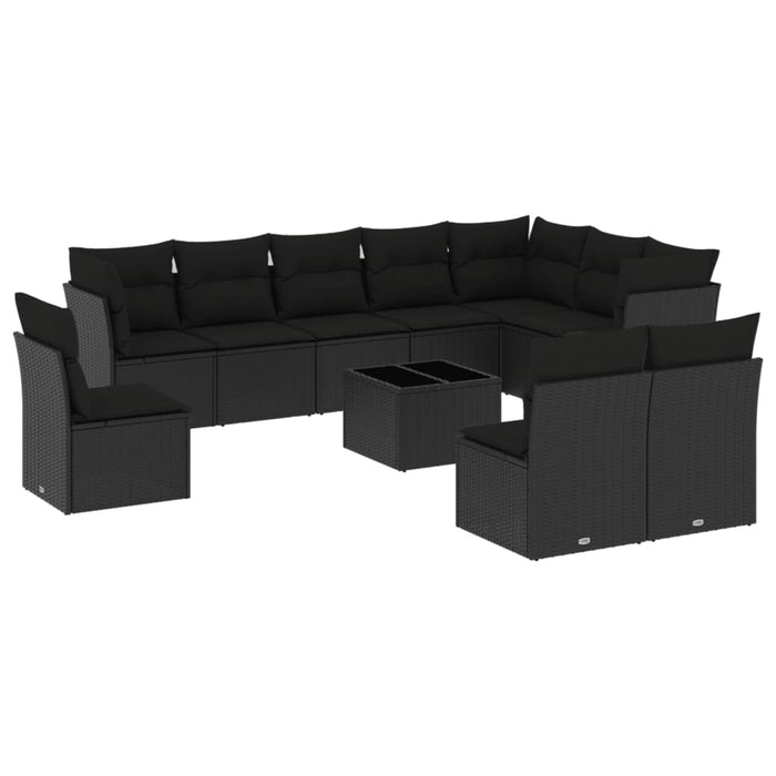 Set Divani da Giardino 11 pz con Cuscini in Polyrattan Nero 3217805
