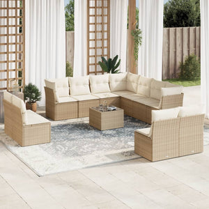 Set Divani da Giardino 12 pz con Cuscini Beige in Polyrattancod mxl 112983