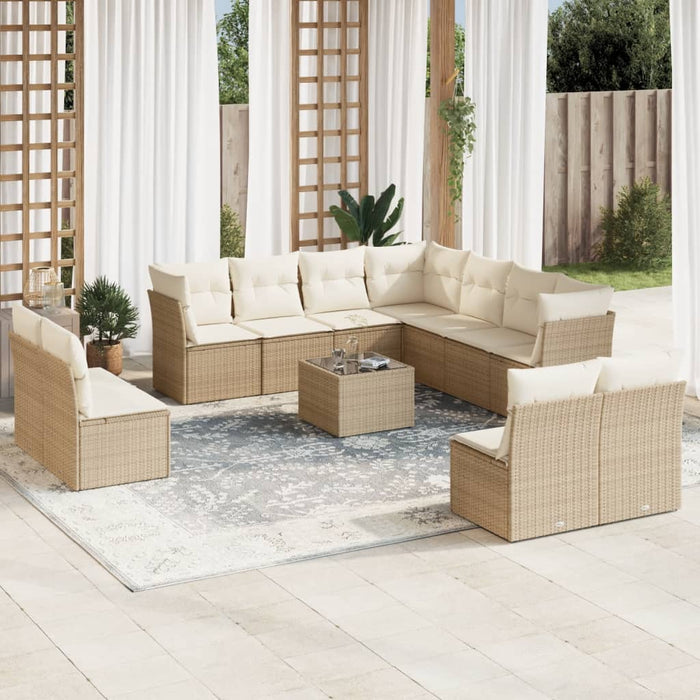 Set Divani da Giardino 12 pz con Cuscini Beige in Polyrattancod mxl 112983