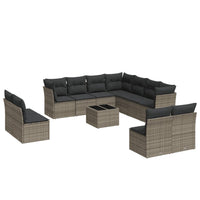 Set Divani da Giardino 12 pz con Cuscini Grigio in Polyrattan