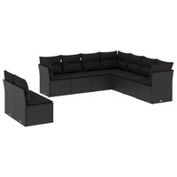 Set Divani da Giardino 9 pz con Cuscini Nero in Polyrattancod mxl 111313