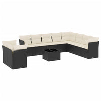 Set Divani da Giardino 11 pz con Cuscini in Polyrattan Nero