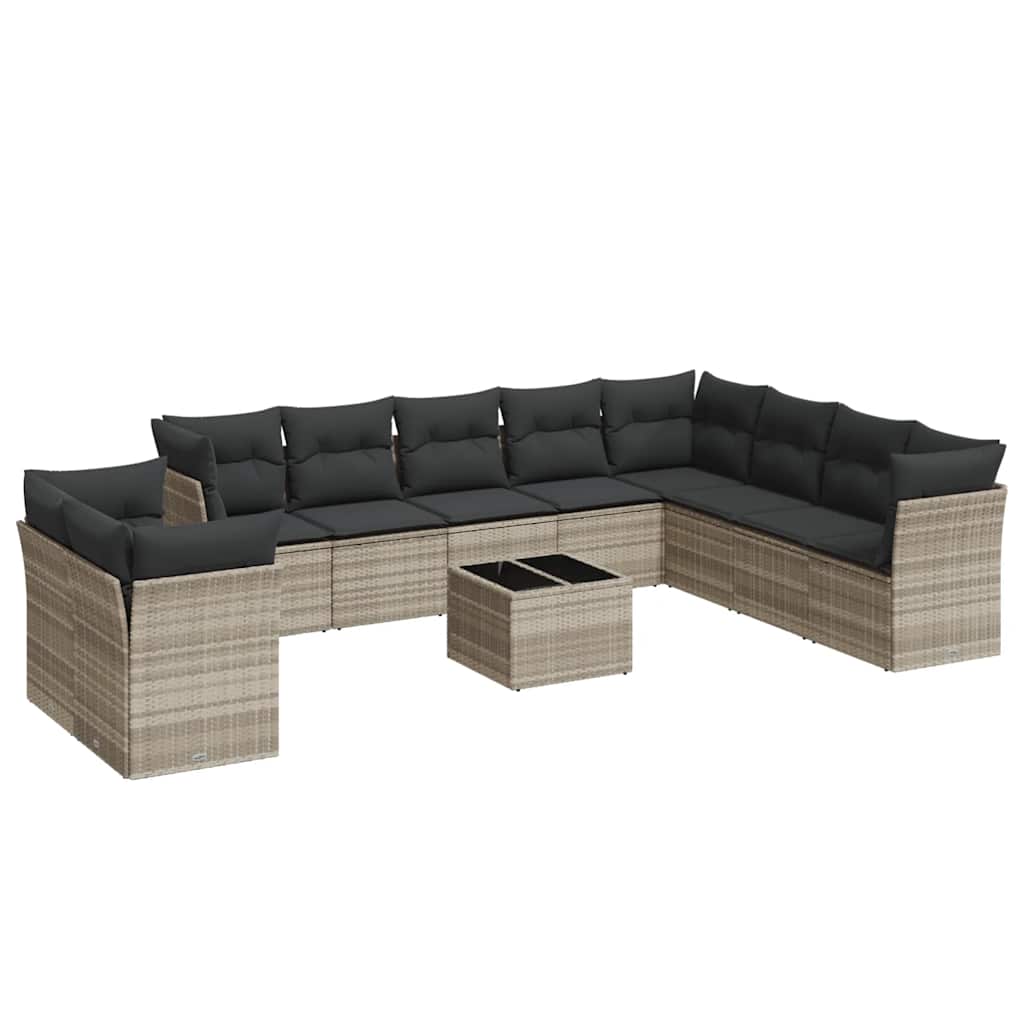 Set Divani da Giardino 11 pz con Cuscini in Polyrattan Grigio