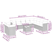 Set Divani da Giardino 11 pz con Cuscini in Polyrattan Grigio