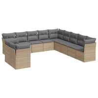 Set Divani da Giardino 11 pz con Cuscini Beige in Polyrattan 3217879