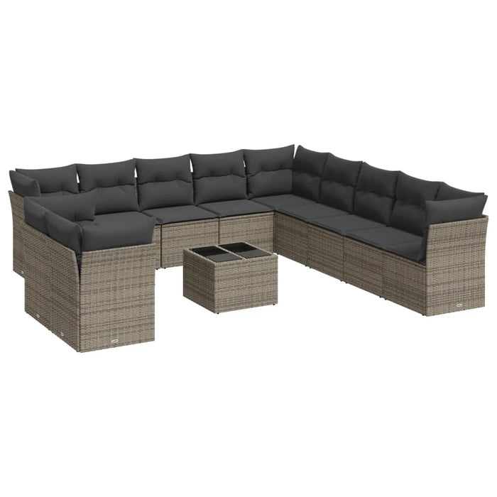 Set Divani da Giardino 12 pz con Cuscini Grigio in Polyrattan 3217890