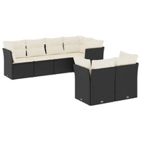 Set Divani da Giardino con Cuscini 7pz Nero Polyrattan 3217896
