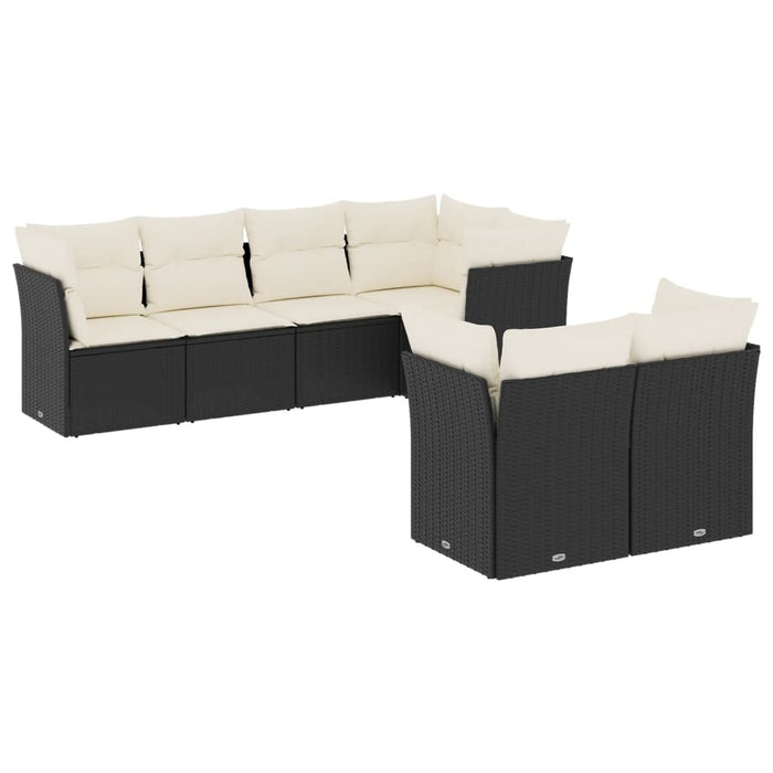 Set Divani da Giardino con Cuscini 7pz Nero Polyrattan 3217896