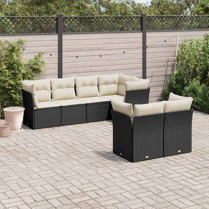Set Divani da Giardino con Cuscini 7pz Nero Polyrattan 3217896