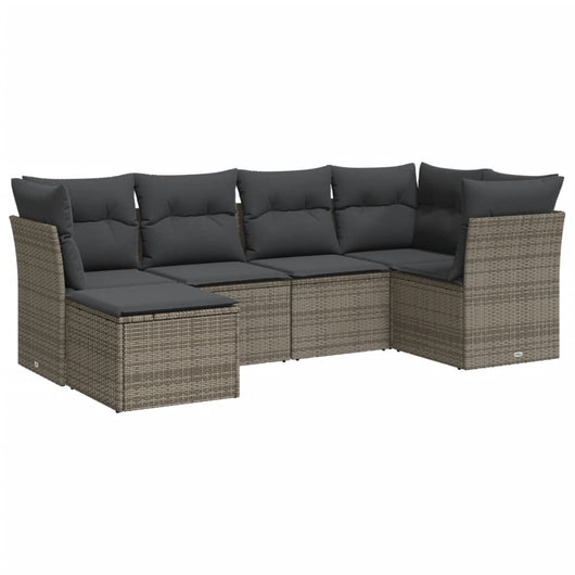 Set Divano da Giardino 6 pz con Cuscini-Sofa da Giardino-Divanetto da esterno Grigio in Polyrattan 383931