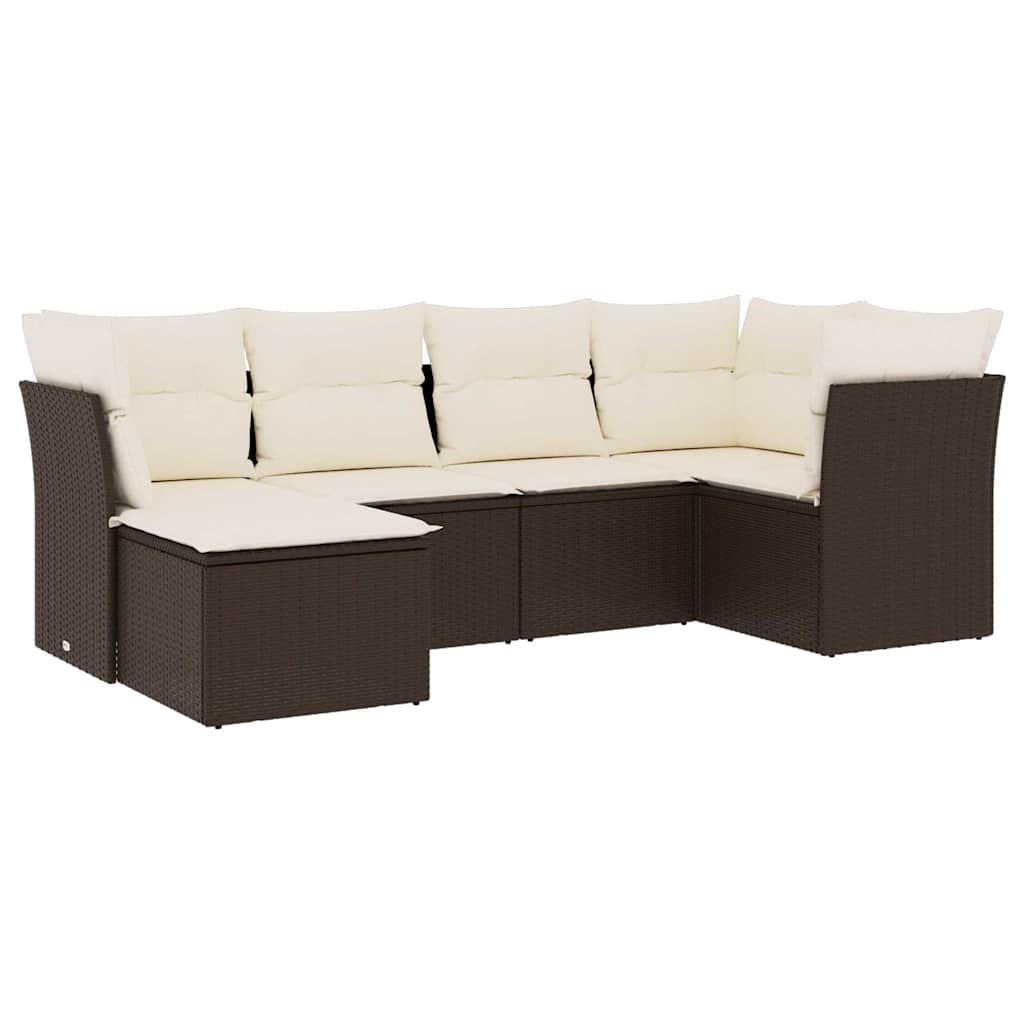 Set Divano da Giardino 6 pz con Cuscini Marrone in Polyrattancod mxl 115545