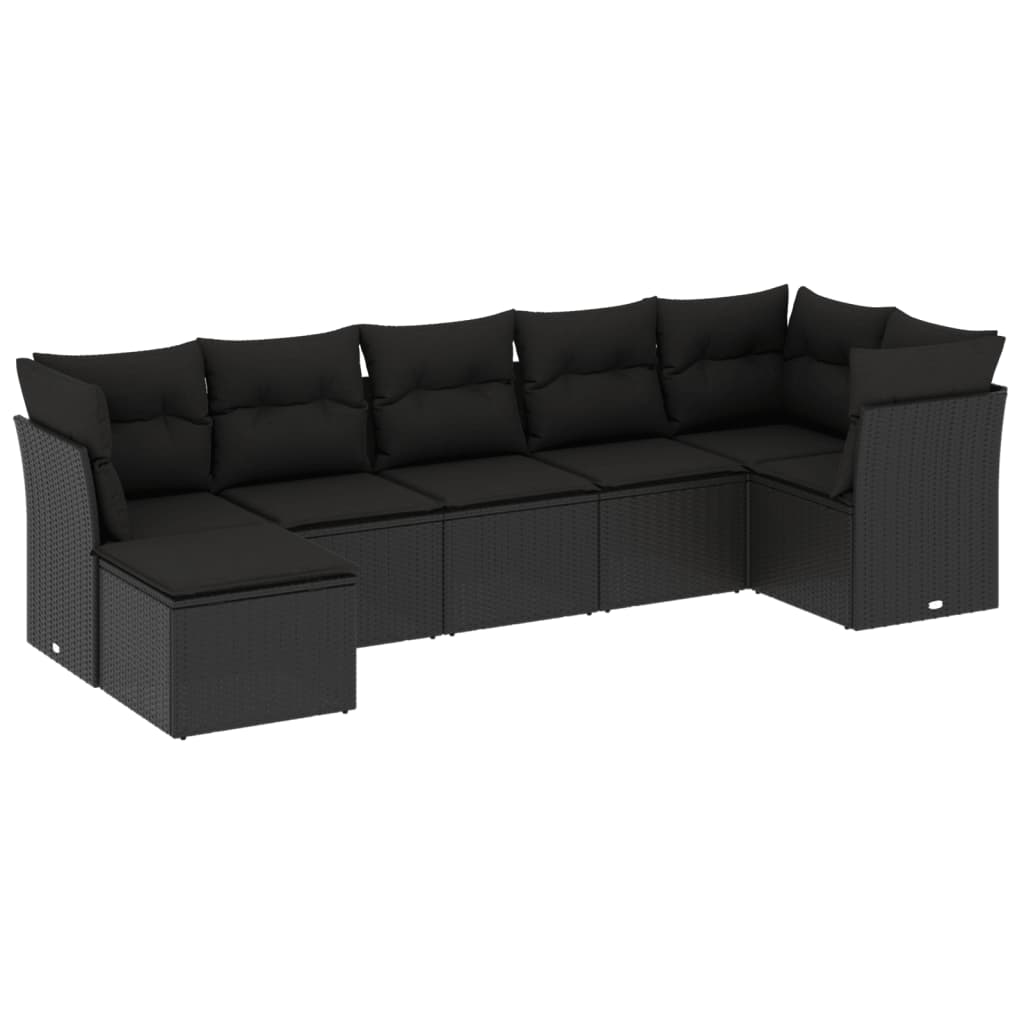 Set Divani da Giardino con Cuscini 7pz Nero Polyrattancod mxl 88827