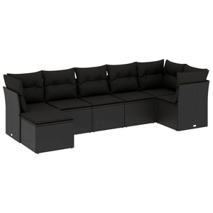 Set Divani da Giardino con Cuscini 7pz Nero Polyrattancod mxl 88827