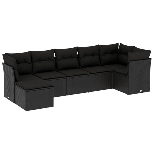 Set Divani da Giardino con Cuscini 7pz Nero Polyrattancod mxl 88827