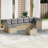 Set Divano da Giardino 8 pz con Cuscini Beige in Polyrattancod mxl 111975