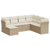Set Divani da Giardino 7 pz con Cuscini Beige in Polyrattan
