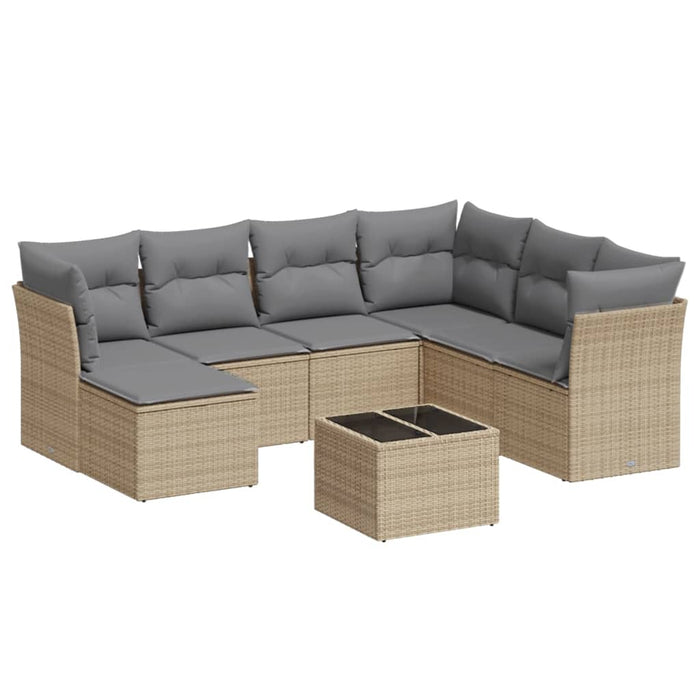 Set Divano da Giardino 8 pz con Cuscini Beige in Polyrattancod mxl 87297