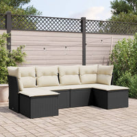 Set Divano da Giardino 6 pz con Cuscini-Sofa da Giardino-Divanetto da esterno Nero in Polyrattan 726979