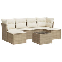 vidaXL Set Divani da Giardino 7 pz con Cuscini Beige in Polyrattan