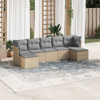 vidaXL Set Divani da Giardino 7pz con Cuscini Grigio Chiaro Polyrattan