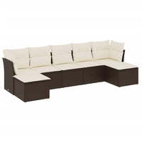 Set Divani da Giardino 7 pz con Cuscini Marrone in Polyrattan 3218033