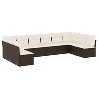 Set Divani da Giardino 10pz con Cuscini in Polyrattan Marrone 3218093