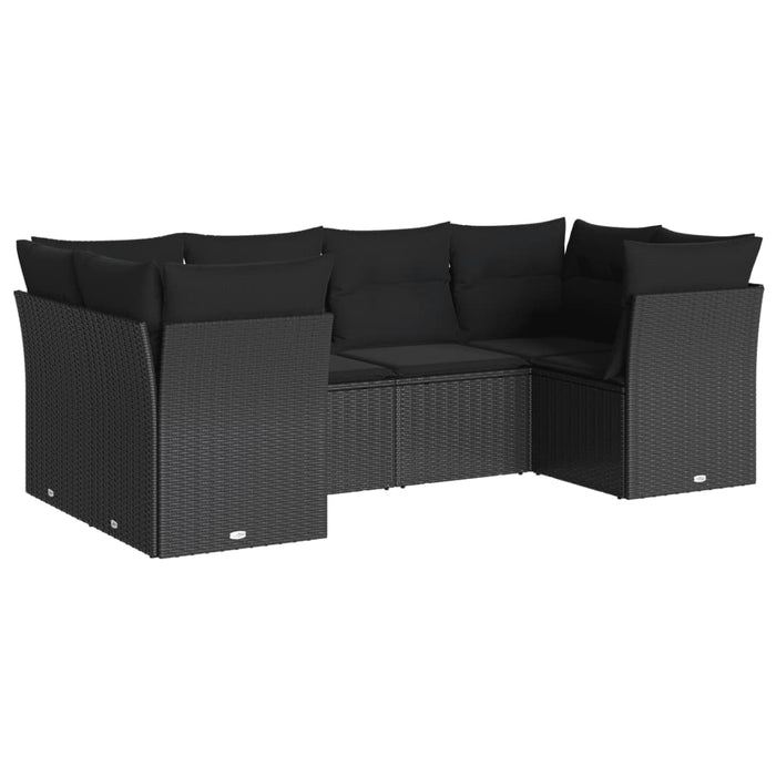 Set Divano da Giardino 6 pz con Cuscini Nero in Polyrattancod mxl 89380