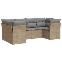Set Divano da Giardino 6 pz con Cuscini Beige in Polyrattan