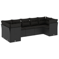 Set Divani da Giardino con Cuscini 7pz Nero Polyrattan 3218115