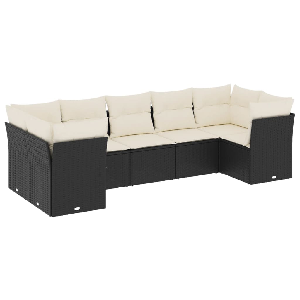 Set Divani da Giardino con Cuscini 7pz Nero Polyrattan 3218116