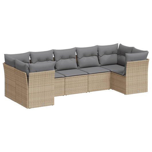 Set Divani da Giardino 7 pz con Cuscini Beige in Polyrattancod mxl 113423