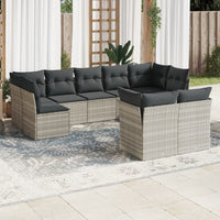 Set Divano da Giardino 9pz con Cuscini Grigio Chiaro Polyrattan 3218152