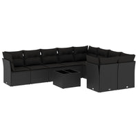Set Divani da Giardino 10pz con Cuscini in Polyrattan Nero 3218175