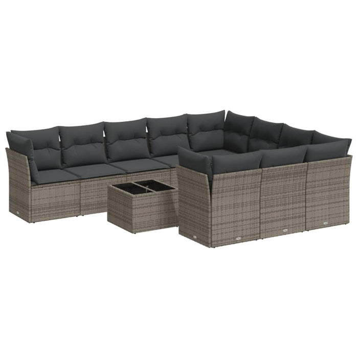 Set Divani da Giardino 11 pz con Cuscini in Polyrattan Grigio 3218230