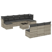vidaXL Set Divani da Giardino 11 pz con Cuscini in Polyrattan Grigio