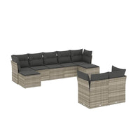 Set Divano da Giardino 9pz con Cuscini Grigio Chiaro Polyrattan 3218312