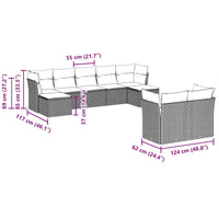 Set Divani da Giardino 9pz con Cuscini Marrone in Polyrattan 3218313