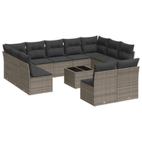 Set Divani da Giardino 12 pz con Cuscini Grigio in Polyrattan