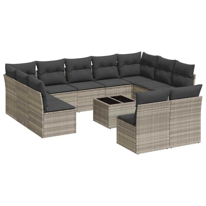 vidaXL Set Divano Giardino 12 pz con Cuscini Grigio Chiaro Polyrattan