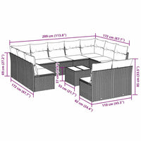 Set Divano Giardino 12 pz con Cuscini Grigio Chiaro Polyrattan 3218362