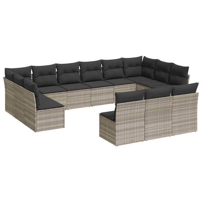 Set Divani Giardino 13 pz con Cuscini Grigio Chiaro Polyrattan