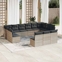 Set Divani Giardino 13 pz con Cuscini Grigio Chiaro Polyrattan