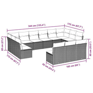 Set Divani da Giardino 13 pz con Cuscini Marrone in Polyrattancod mxl 111547