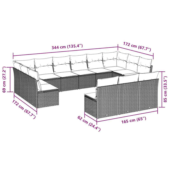 Set Divani da Giardino 13 pz con Cuscini Marrone in Polyrattancod mxl 111547