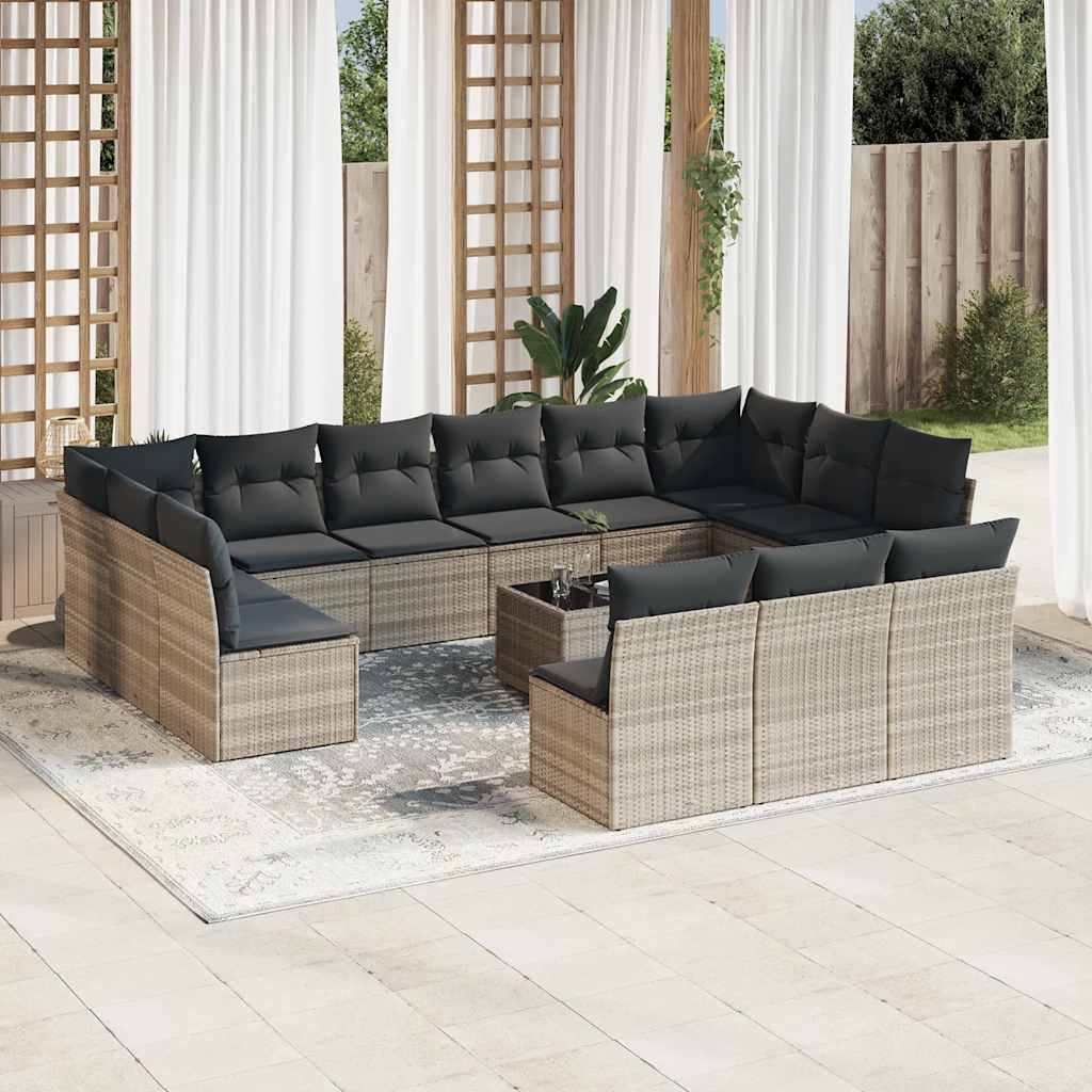 Set Divani da Giardino 14pz con Cuscini in Polyrattan
