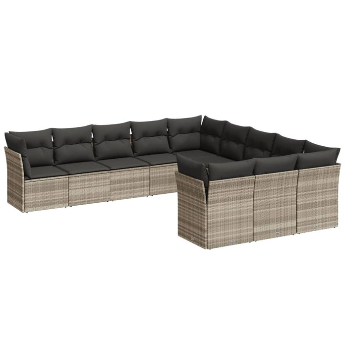 Set Divani da Giardino 11 pz con Cuscini in Polyrattan Grigio