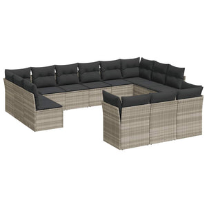 Set Divani Giardino 13 pz con Cuscini Grigio Chiaro Polyrattan 3218452